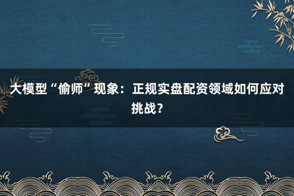 大模型“偷师”现象：正规实盘配资领域如何应对挑战？