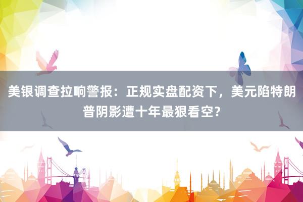 美银调查拉响警报：正规实盘配资下，美元陷特朗普阴影遭十年最狠看空？