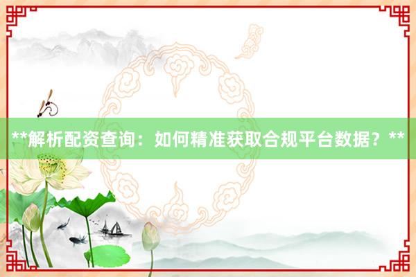 **解析配资查询：如何精准获取合规平台数据？**
