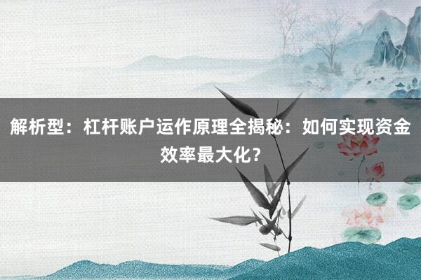解析型：杠杆账户运作原理全揭秘：如何实现资金效率最大化？