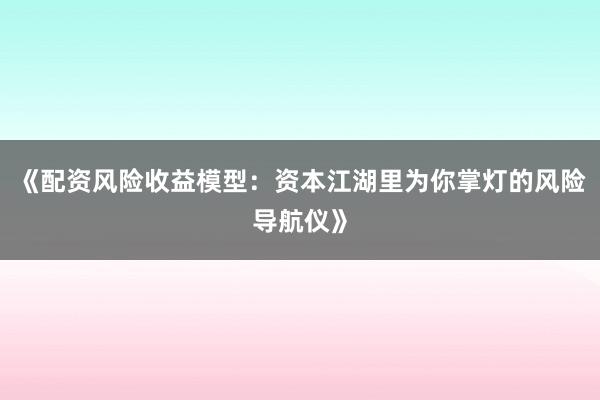 《配资风险收益模型：资本江湖里为你掌灯的风险导航仪》