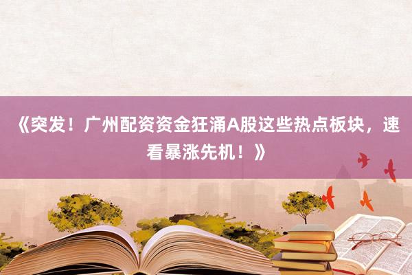 《突发！广州配资资金狂涌A股这些热点板块，速看暴涨先机！》