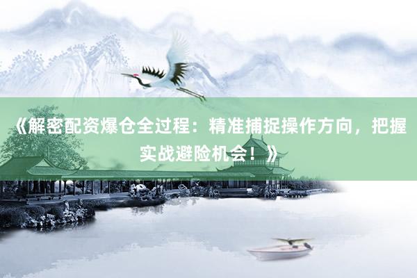 《解密配资爆仓全过程：精准捕捉操作方向，把握实战避险机会！》