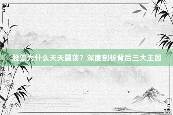 股票为什么天天震荡？深度剖析背后三大主因
