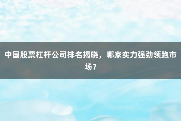 中国股票杠杆公司排名揭晓，哪家实力强劲领跑市场？